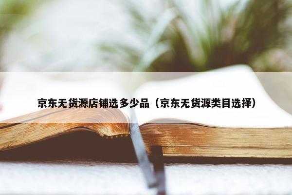 京东无货源店铺选多少品（京东无货源类目选择）