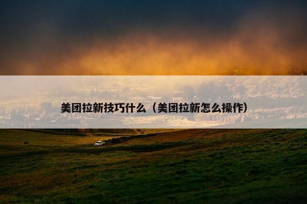 美团拉新技巧什么（美团拉新怎么操作）