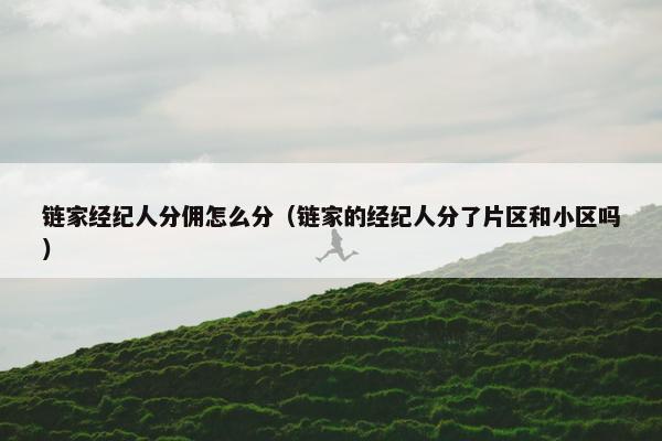 链家经纪人分佣怎么分（链家的经纪人分了片区和小区吗）