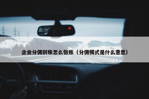 企业分佣到账怎么做账（分佣模式是什么意思）