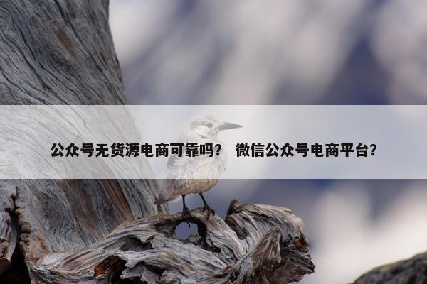 公众号无货源电商可靠吗？ 微信公众号电商平台？