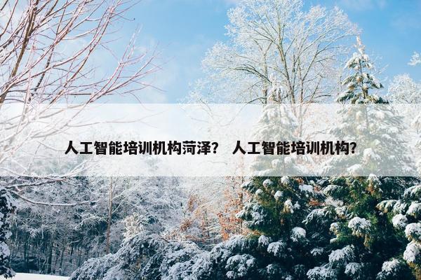 人工智能培训机构菏泽？ 人工智能培训机构？