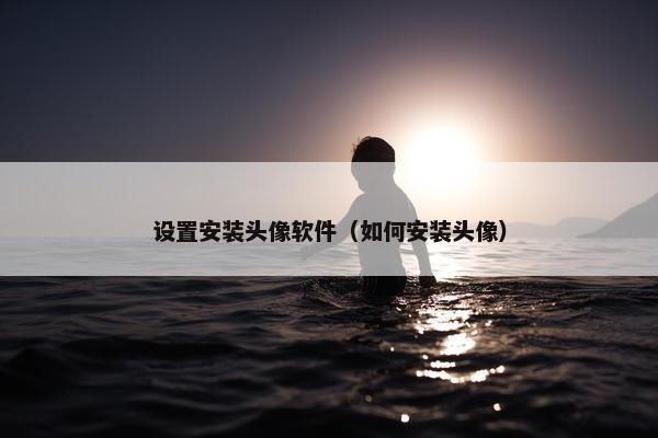 设置安装头像软件（如何安装头像）