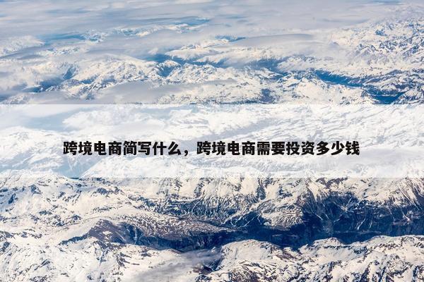 跨境电商简写什么，跨境电商需要投资多少钱