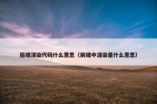 后端渲染代码什么意思（前端中渲染是什么意思）