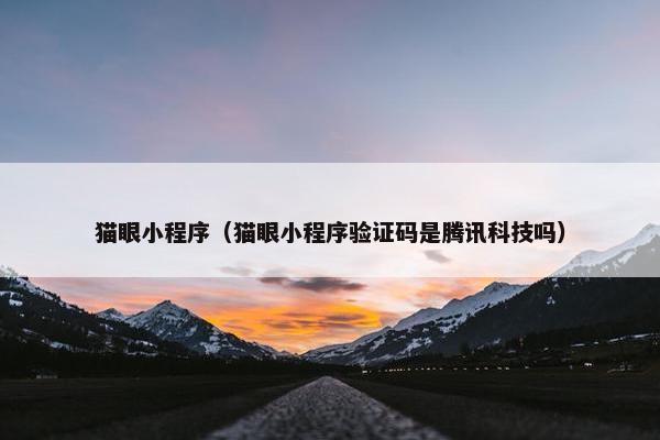猫眼小程序（猫眼小程序验证码是腾讯科技吗）
