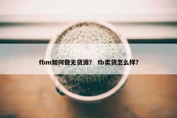 fbm如何做无货源？ fb卖货怎么样？