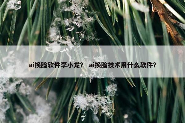 ai换脸软件李小龙？ ai换脸技术用什么软件？