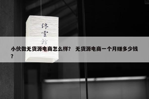 小伙做无货源电商怎么样？ 无货源电商一个月赚多少钱？