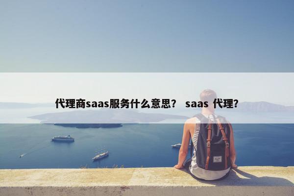 代理商saas服务什么意思？ saas 代理？