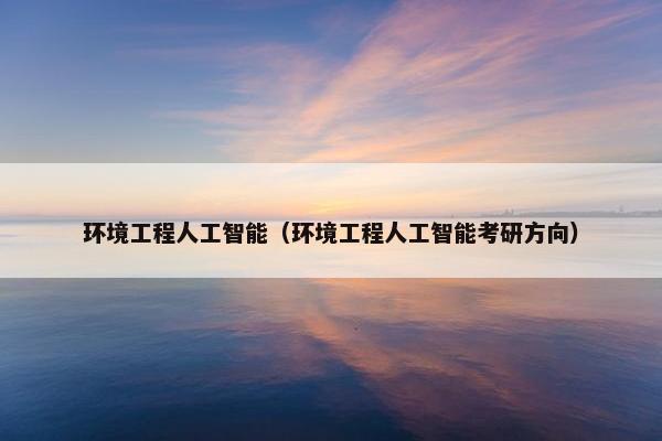 环境工程人工智能（环境工程人工智能考研方向）