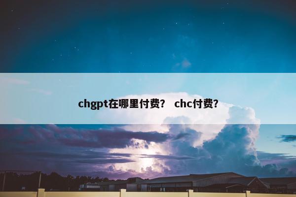 chgpt在哪里付费？ chc付费？
