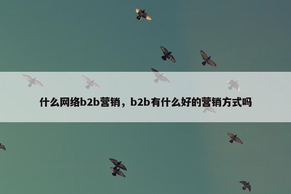 什么网络b2b营销，b2b有什么好的营销方式吗