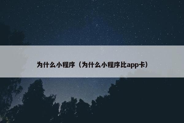 为什么小程序（为什么小程序比app卡）