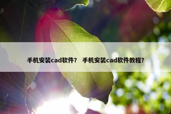 手机安装cad软件？ 手机安装cad软件教程？