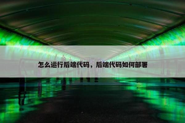 怎么运行后端代码，后端代码如何部署
