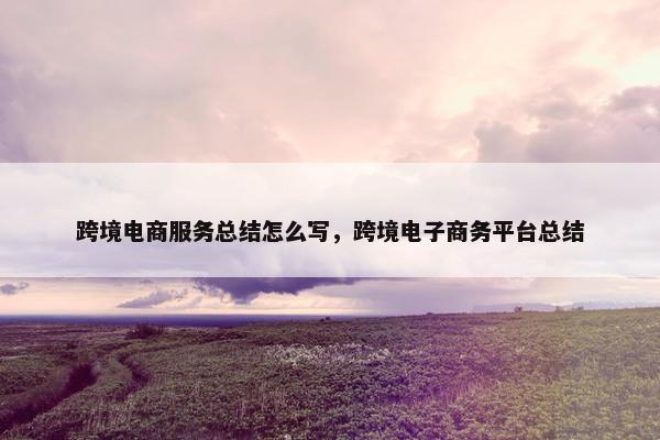 跨境电商服务总结怎么写，跨境电子商务平台总结
