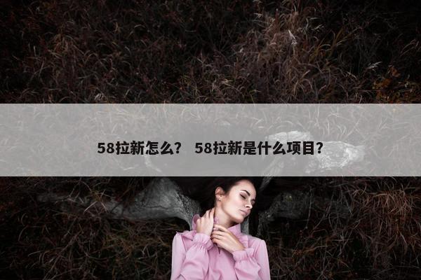 58拉新怎么？ 58拉新是什么项目？