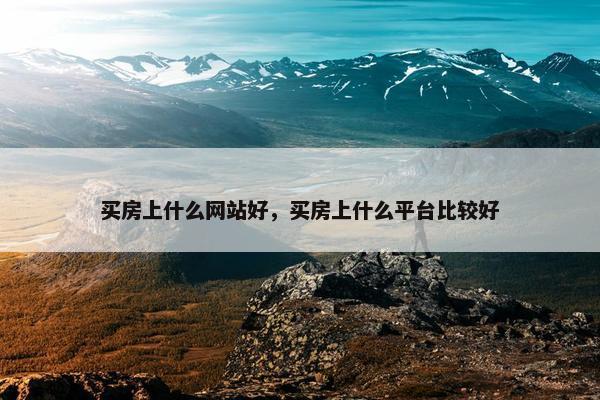 买房上什么网站好，买房上什么平台比较好
