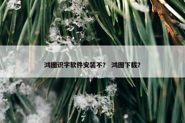 鸿图识字软件安装不？ 鸿图下载？