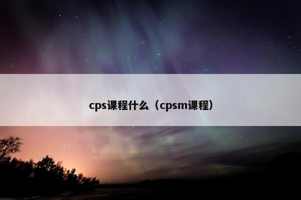 cps课程什么（cpsm课程）