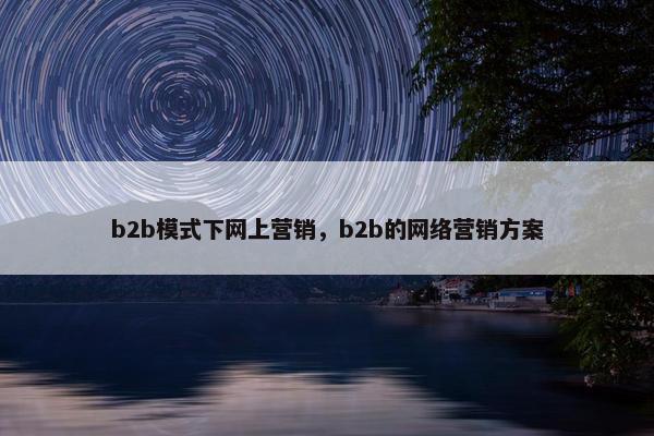 b2b模式下网上营销，b2b的网络营销方案