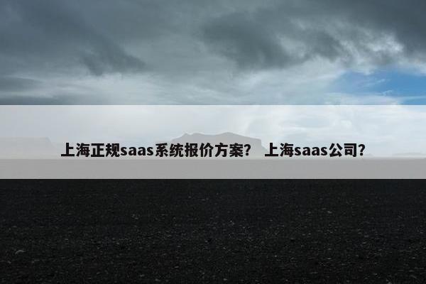 上海正规saas系统报价方案？ 上海saas公司？