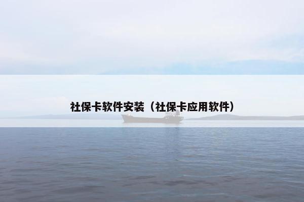 社保卡软件安装（社保卡应用软件）