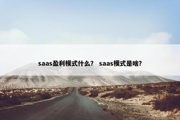 saas盈利模式什么？ saas模式是啥？