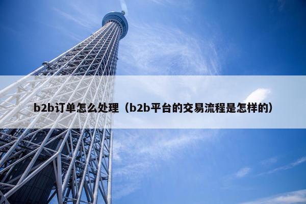 b2b订单怎么处理（b2b平台的交易流程是怎样的）