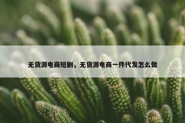 无货源电商短剧，无货源电商一件代发怎么做