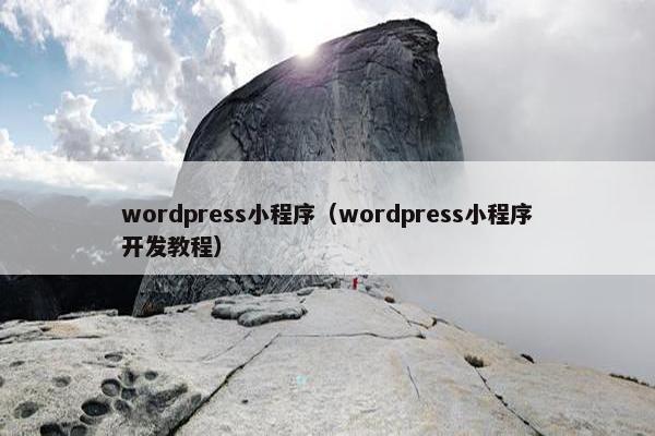 wordpress小程序（wordpress小程序开发教程）