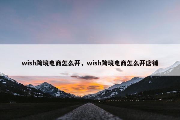 wish跨境电商怎么开，wish跨境电商怎么开店铺