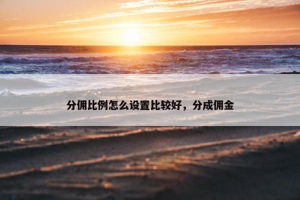 分佣比例怎么设置比较好，分成佣金