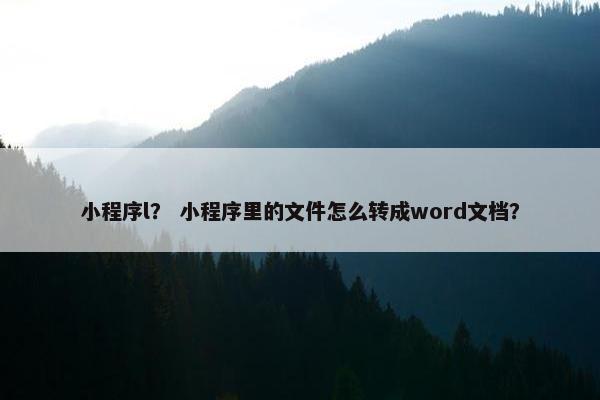小程序l？ 小程序里的文件怎么转成word文档？