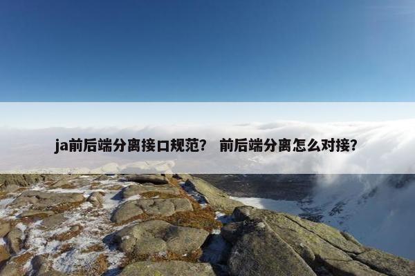 ja前后端分离接口规范？ 前后端分离怎么对接？