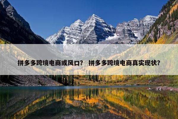拼多多跨境电商或风口？ 拼多多跨境电商真实现状？