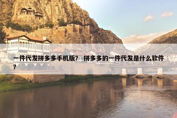 一件代发拼多多手机版？ 拼多多的一件代发是什么软件？