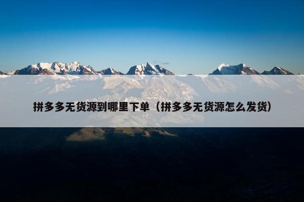拼多多无货源到哪里下单（拼多多无货源怎么发货）