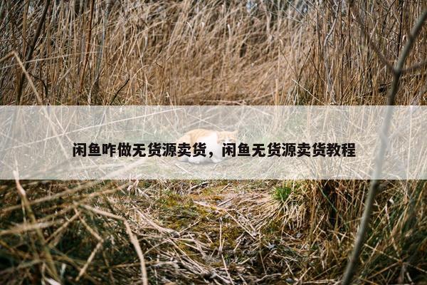 闲鱼咋做无货源卖货，闲鱼无货源卖货教程