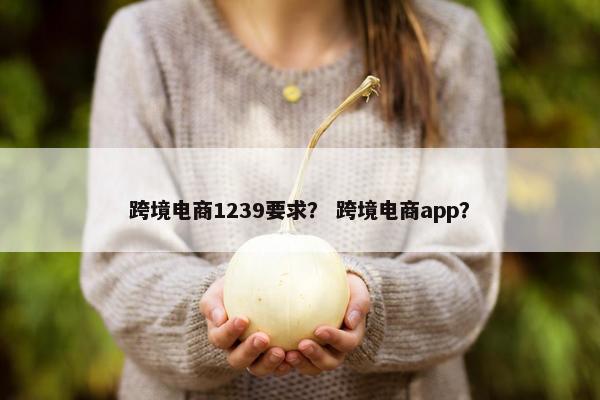 跨境电商1239要求？ 跨境电商app？