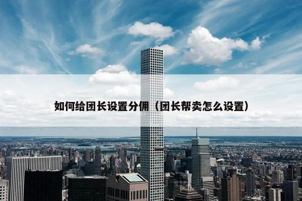 如何给团长设置分佣（团长帮卖怎么设置）