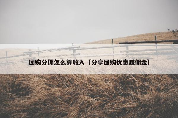 团购分佣怎么算收入（分享团购优惠赚佣金）