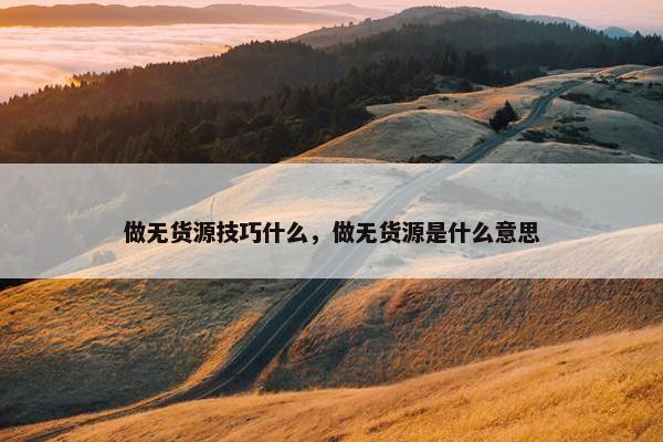 做无货源技巧什么，做无货源是什么意思