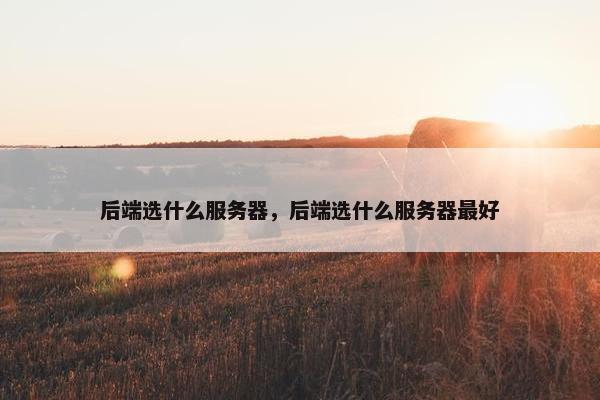 后端选什么服务器，后端选什么服务器最好