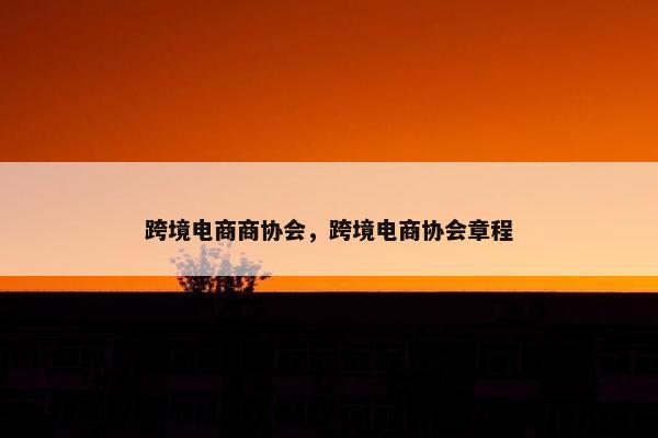 跨境电商商协会，跨境电商协会章程