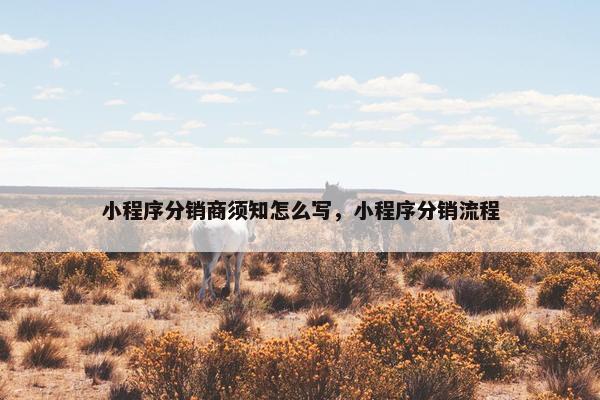 小程序分销商须知怎么写，小程序分销流程