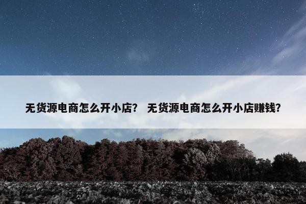 无货源电商怎么开小店？ 无货源电商怎么开小店赚钱？