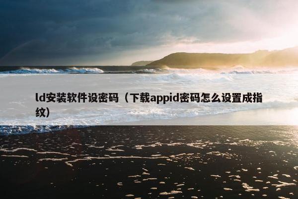 ld安装软件设密码（下载appid密码怎么设置成指纹）