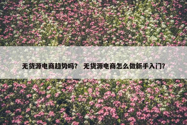 无货源电商趋势吗？ 无货源电商怎么做新手入门？
